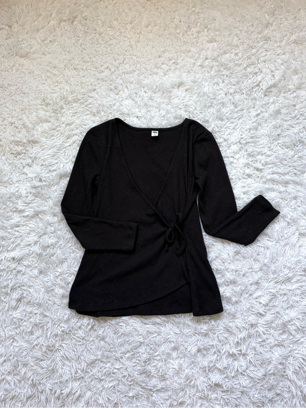 Old Navy Black Wrap Ribbed Long Sleeve Top
